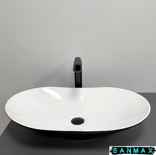 Умивальник накладний Vbi Turate Чорний Білий VBI-017501 фото