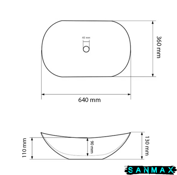 Умивальник накладний Vbi Turate Чорний Білий VBI-017501 фото