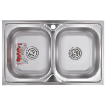 Мийка кухонна накладна подвійна Zerix Z8050D-08-180MD Double (micro decor) (ZM0613) ZM0613 фото