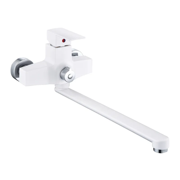 Змішувач для ванни Plamix Kubus-006 Euro Set White (з шлангом, лійкою та кронштейном) (PM0738) PM0738 фото
