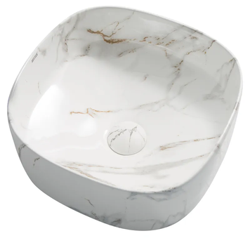 Умивальник накладний керамічний Mixxus Premium Diverse-0104 Marble 370х370х135mm Мармур (MP6537) MP6537 фото
