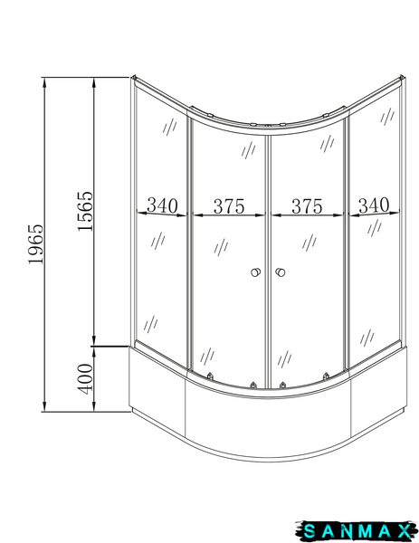Душова кабіна з високим піддоном Mixxus Plain SCT01-90x90x195-FB Сатин матове скло 4мм (MI6894) MI6894 фото