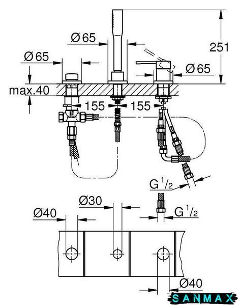 Змішувач для ванни Grohe Essence на 3 отвори (19976001) 19976001 фото