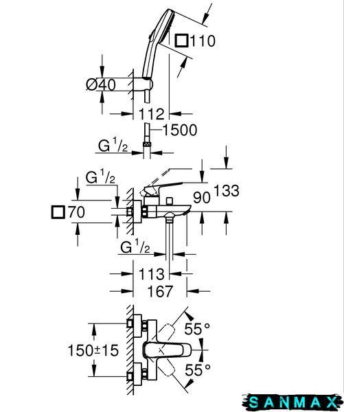 Одноважільний змішувач для ванни Grohe Cubeo (1018140000) 1018140000 фото