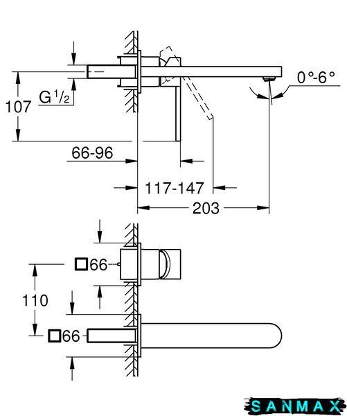 Змішувач для умивальника Grohe Plus на 2 отвори, L-Size (29306003) 29306003 фото