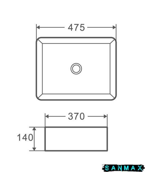 Умивальник накладний керамічний Mixxus Premium Quadro-0101 475x370x140mm (MP6487) MP6487 фото