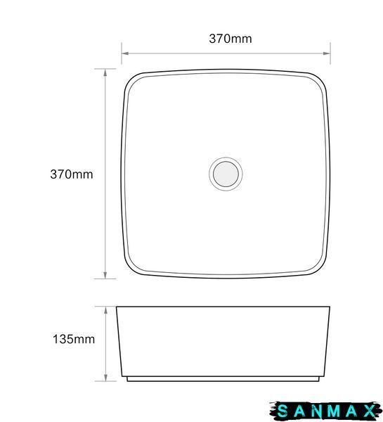 Умивальник накладний керамічний Mixxus Premium Diverse-0104 Marble 370х370х135mm Мармур (MP6537) MP6537 фото