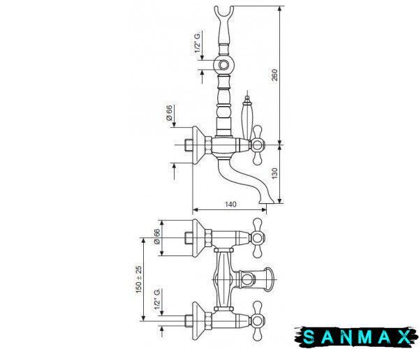 Змішувач Emmevi Deco old для ванни Високий мідь RA12611с/акс RA12611 фото