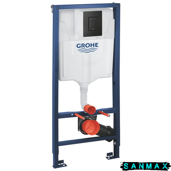 Інсталяція для унітазу пневмо Grohe Rapid SL 3в1 кріплення без прокладки панель Чорна Квадратна (39939000) 39939000 фото
