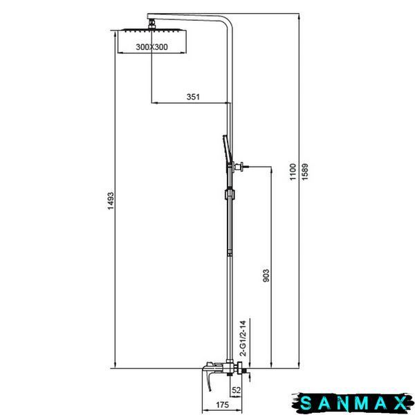 Душова система зі змішувачем Koer KB-58007-04 Біла Хром (KR5161) KR5161 фото