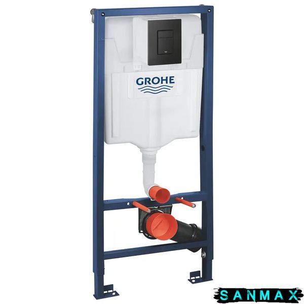Інсталяція для унітазу пневмо Grohe Rapid SL 3в1 кріплення без прокладки панель Чорна Квадратна (39939000) 39939000 фото