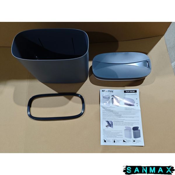 Відро для сміття сенсорне овальне Mixxus Flat-TC0109 Графіт 9 л колір графіт (MI7075) MI7075 фото