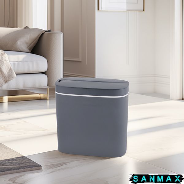 Відро для сміття сенсорне овальне Mixxus Flat-TC0109 Графіт 9 л колір графіт (MI7075) MI7075 фото