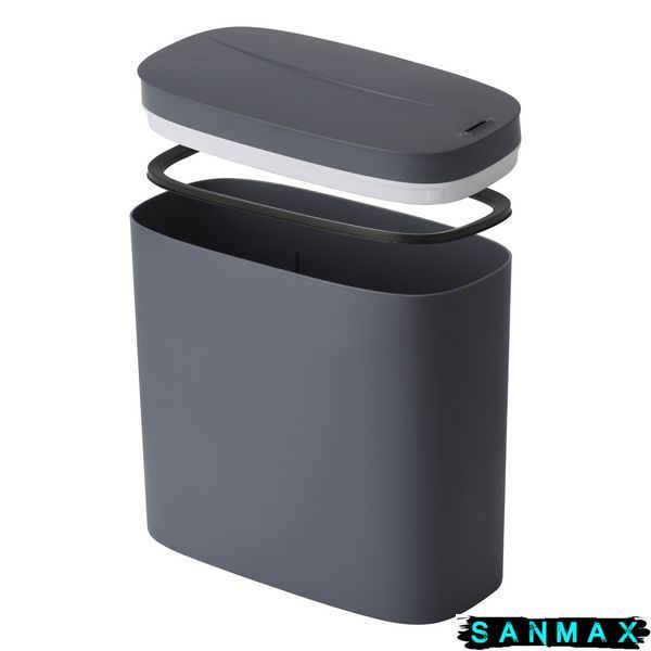 Відро для сміття сенсорне овальне Mixxus Flat-TC0109 Графіт 9 л колір графіт (MI7075) MI7075 фото