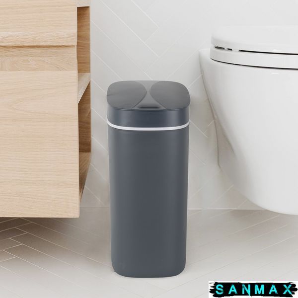 Відро для сміття сенсорне овальне Mixxus Flat-TC0109 Графіт 9 л колір графіт (MI7075) MI7075 фото