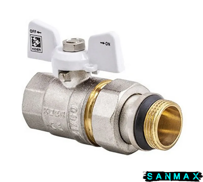 Кран з американкою прямий 1/2 "антіпротікання" Koer KR.227.W-Gi Білий метелик (KR0190) KR0190 фото