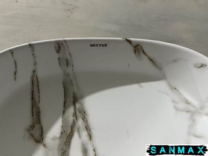 Умивальник накладний керамічний Mixxus Premium Diverse-0104 Marble 370х370х135mm Мармур (MP6537) MP6537 фото