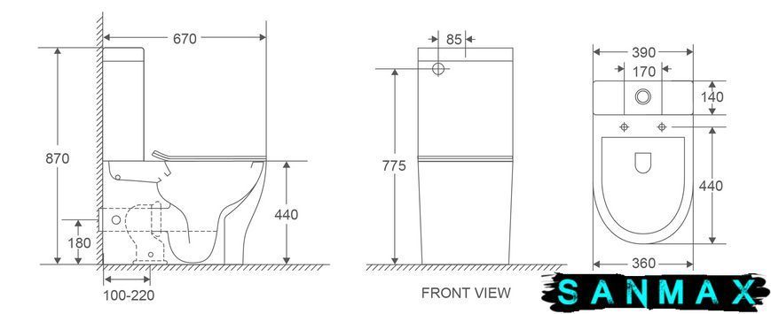 Унітаз-компакт Mixxus Premium Wave-0403-R 675х395х870mm, система змиву Rimless (MP6606) MP6606 фото