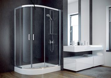 Кабіна асиметрична Besco Modern 120x90x185 універсальна: скло grigio, профіль хромований MA-120-90-G фото