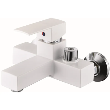 Змішувач для ванни Plamix Kubus-009 Euro Set White (з шлангом, лійкою та кронштейном) (PM0752) PM0752 фото