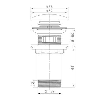 Донний клапан для умивальника з переливом Koer PW-07-05 Чорний (KR5785) KR5785 фото