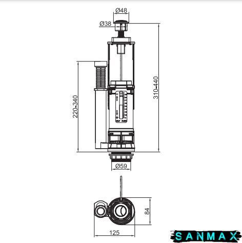 Комплект арматури Koer KT-0301-1/2" (спускна 2-х + наповнювальна з універс. підключенням) (KR5058) KR5058 фото