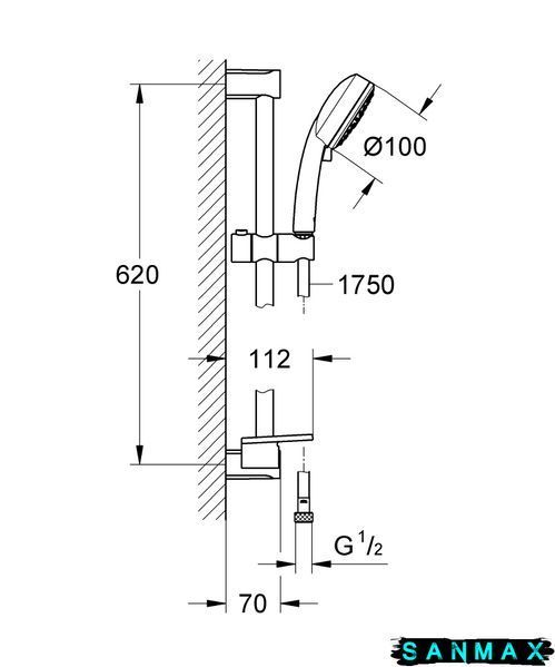 Душовий гарнітур зі штангою, 3 режими струменю Grohe New Tempesta Cosmopolitan (27929002) 27929002 фото