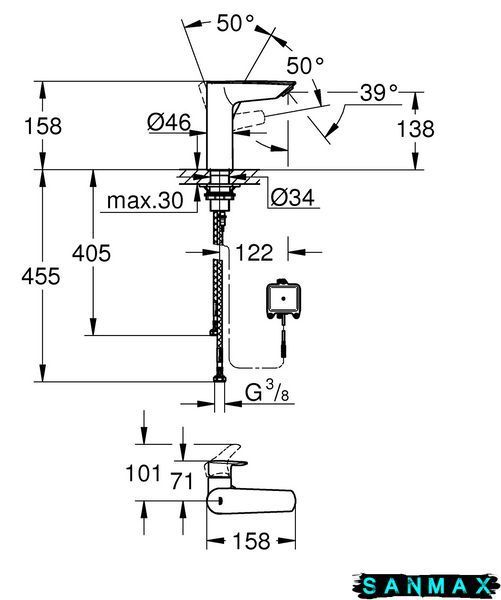 Змішувач для умивальника Grohe Eurosmart з інфрачервоною електронікою (239752433) 239752433 фото