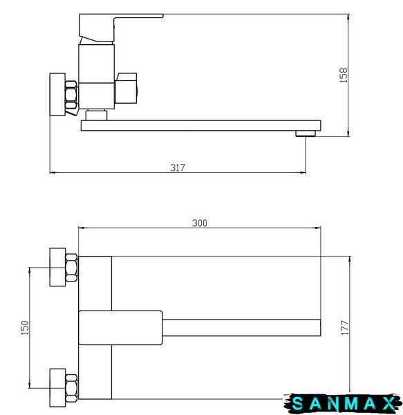 Змішувач для ванни Mixxus Trinity 006 Euro Хром (MI6273) MI6273 фото