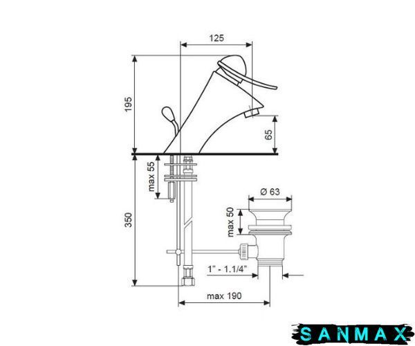 Змішувач Emmevi Cheope для умивальника SC5003 BIG мат-хр SC5003 BIG фото