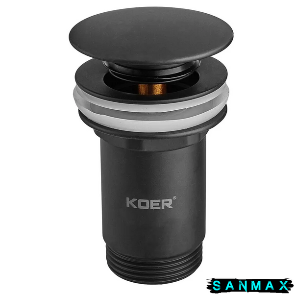 Донний клапан для умивальника з переливом Koer PW-07-05 Чорний (KR5785) KR5785 фото