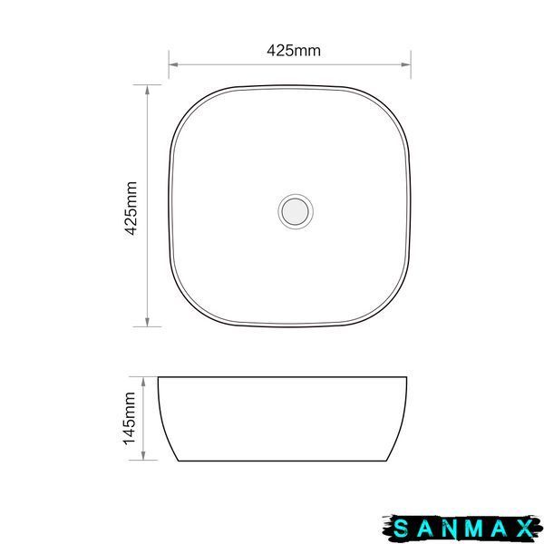 Умивальник накладний керамічний Mixxus Premium Diverse-0105 425х425х145mm (MP6535) MP6535 фото