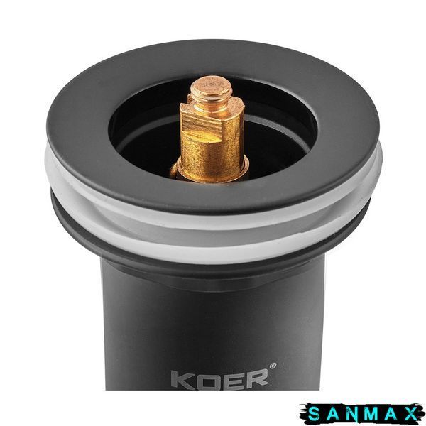 Донний клапан для умивальника з переливом Koer PW-07-05 Чорний (KR5785) KR5785 фото
