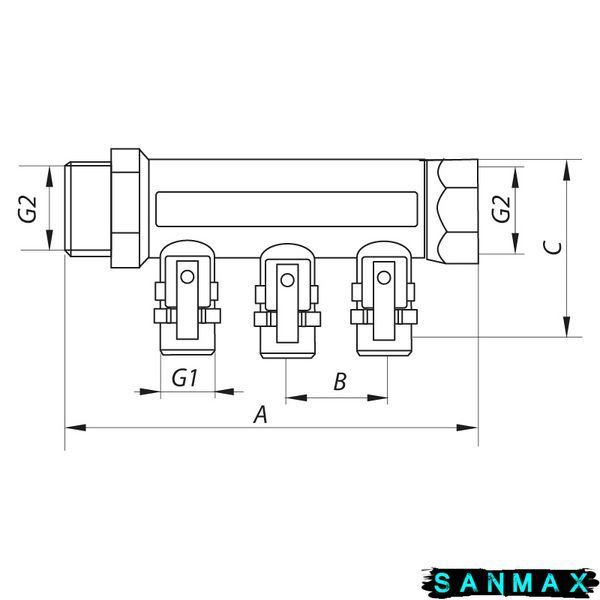 Колектор з кульовими кранами і фитингом Koer KR.1126-4 1"x4 ways (KR2840) KR2840 фото