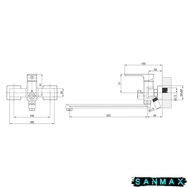 Змішувач для ванни Mixxus Premium Dante 006 Euro (MI6789) MI6789 фото