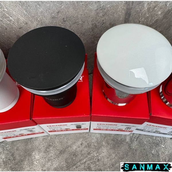 Донний клапан для умивальника з переливом Koer PW-07-05 Чорний (KR5785) KR5785 фото