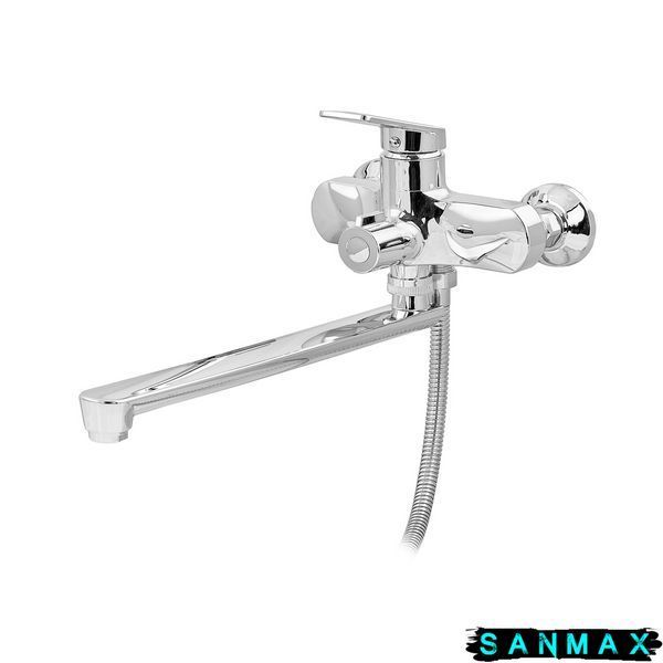 Змішувач для ванни Plamix Lucas-006 EURO SET Chrome (з шлангом, лійкою та кронштейном) (PM0710) PM0710 фото