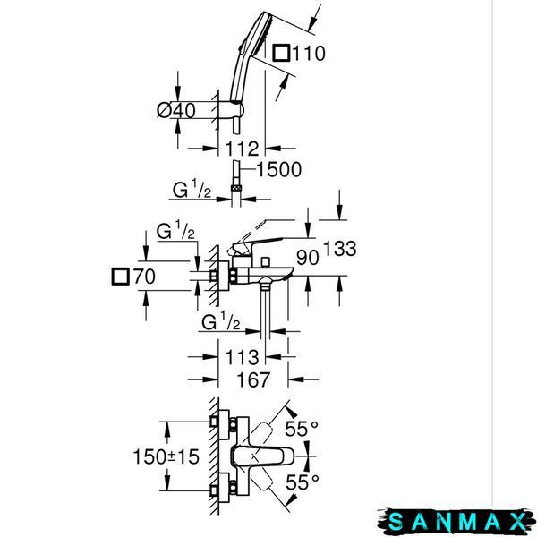 Одноважільний змішувач для ванни Grohe Cubeo (1018142430) 1018142430 фото