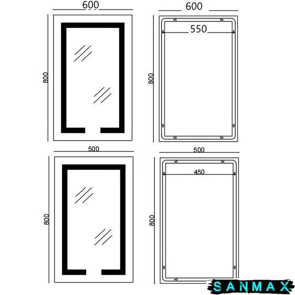 Дзеркало Mixxus Hard MR07-50x80 з Led Touch, Anti-fog, димером, регулюванням яскравості (MX9992) MX9992 фото