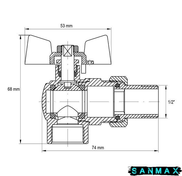 Кран з американкою кутовий 1/2 Koer KR.228.W Білий метелик (KR0099) KR0099 фото