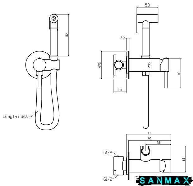Змішувач для гігієнічного душу Mixxus Premium Hans 002-A Inner з лійкою (MI6920) MI6920 фото
