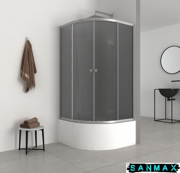 Душова кабіна з високим піддоном Mixxus Plain SCT01-90x90x195-GR Сатин сіре тоноване скло 4мм (MI6895) MI6895 фото