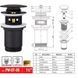 Донний клапан для умивальника з переливом Koer PW-07-05 Чорний (KR5785) KR5785 фото 8
