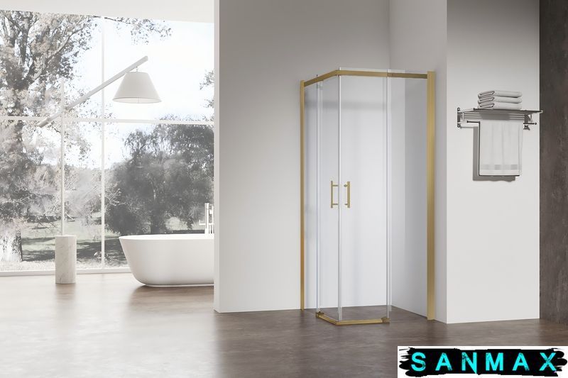Душова кабіна без піддону Koer SR SC03-90x90x200-TR-12 прозоре скло Easy Clean 6мм, матове золото (KR5358) KR5358 фото