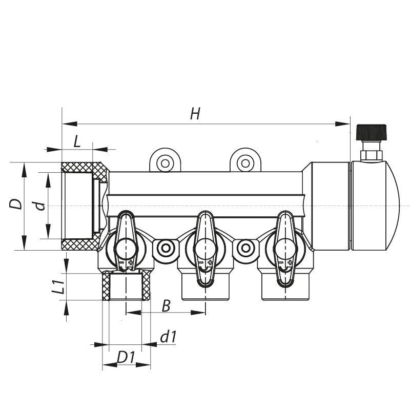 Колектор 3-way з кульовими кранами 40x20 PPR Koer K0170.PRO 30 (KP0220) KP0220 фото