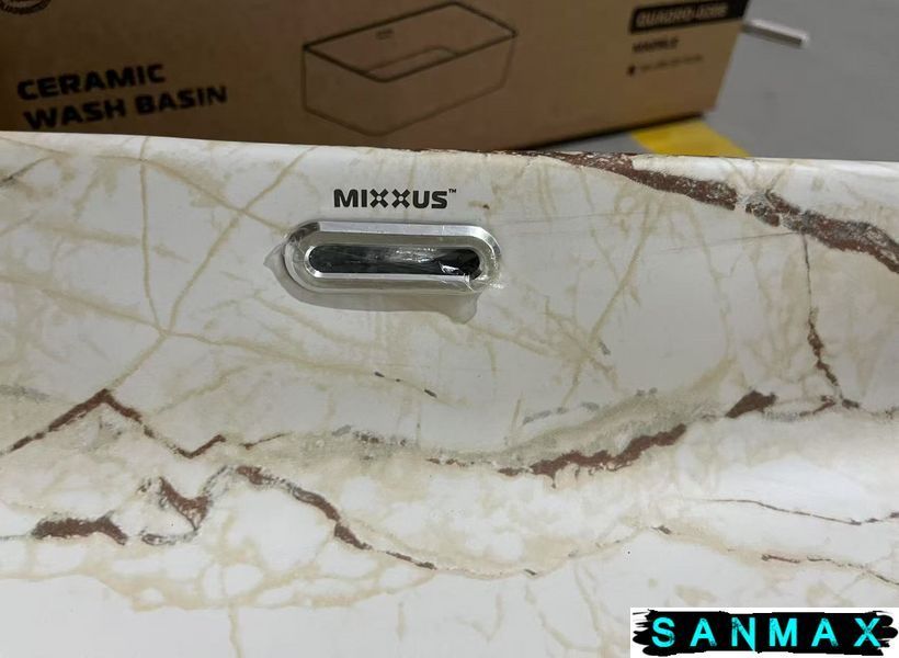 Раковина накладна Mixxus Premium Quadro-0208 Marble 480х315х140mm з переливом (MP6518) MP6518 фото