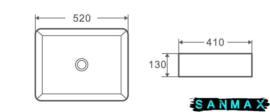 Умивальник накладний керамічний Mixxus Premium Quadro-0102 520x410x130mm (MP6488) MP6488 фото