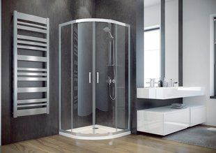 Кабіна півкругла Besco Modern 80x80x185 універсальна: скло прозоре, профіль хромований MP-80-185-C фото