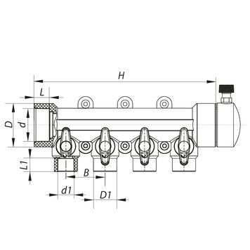 Колектор 4-way з кульовими кранами 40x20 PPR Koer K0171.PRO 24 (KP0221) KP0221 фото