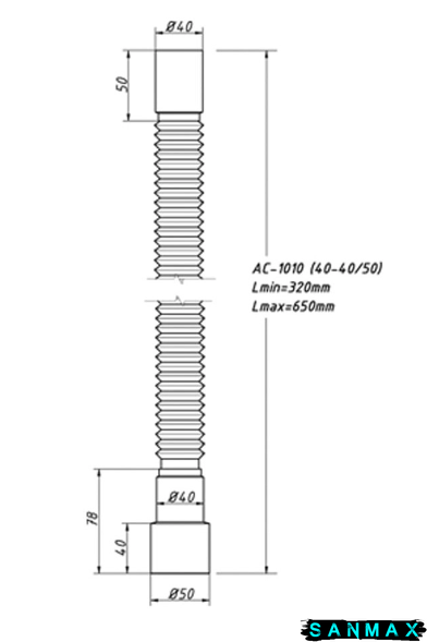 Waterstal AC-1010 - 40х40/50 Гнучка труба, 750 мм. AC-1010 фото
